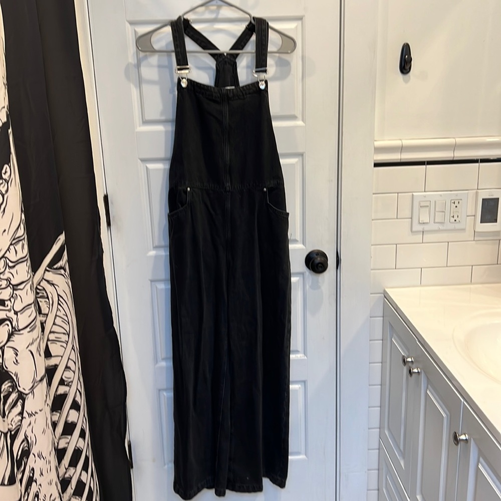 Mango black denim jumpsuit